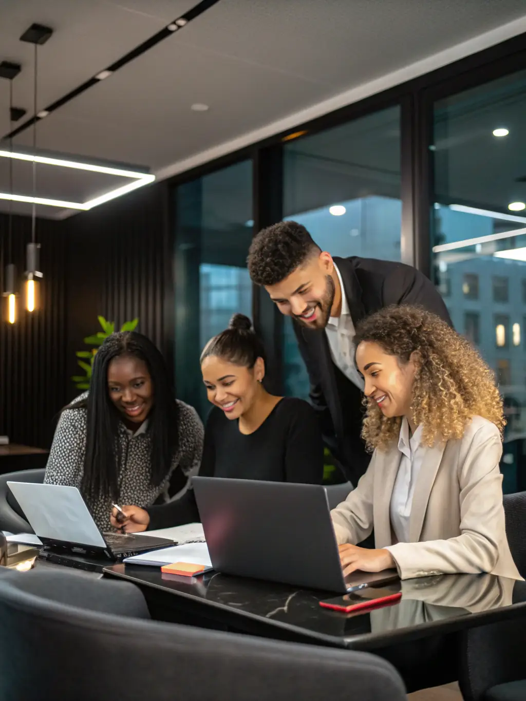 A team of experienced bookkeepers collaborating in a modern office setting, symbolizing the expertise and professionalism of UnitedStreet.